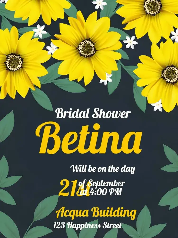 Invitation Bridal Shower Gifts – Bridal Shower theme floral, modern, yellow, sunflower, elegant, fun