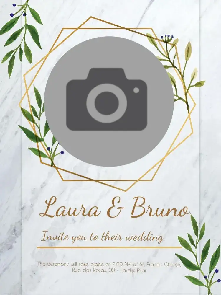 Invitation Marble Leaves Digital Wedding – Wedding theme modern, elegant, minimalist, foliage, gray, spring