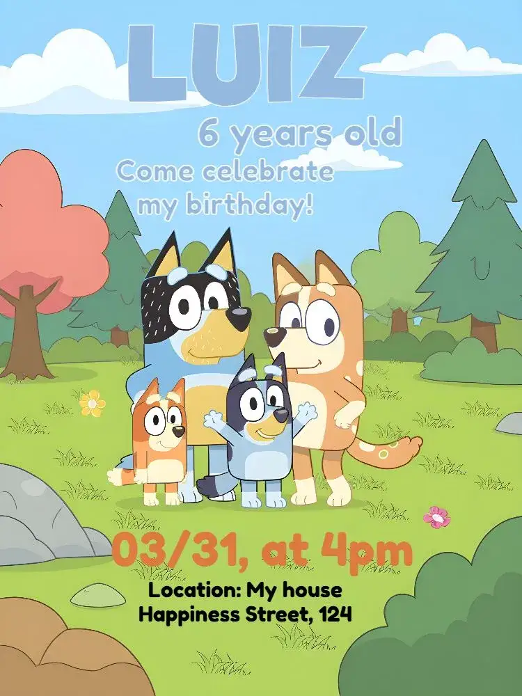 Invitation Bluey And Bingo Drawing – Most searched for theme colorful, fun, childish, modern, lively, playful
