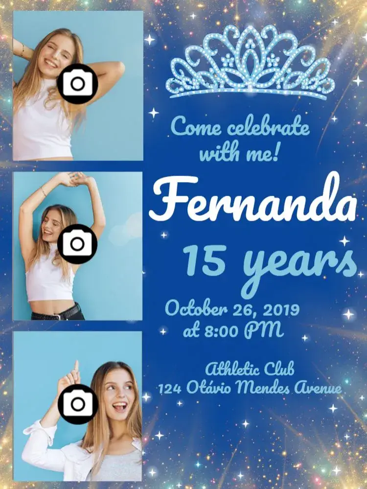 Invite 15 Years With Delicate Photos editable and customizable