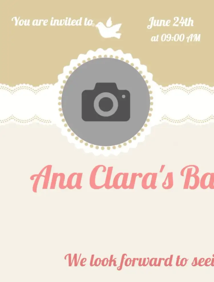 Invitation Christening With Photo Baptism – Baptism theme delicate, religious, pastel, floral, minimalist, modern