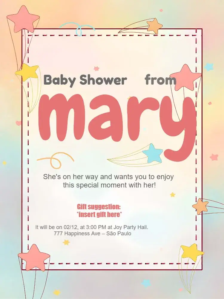 Pink Little Stars Diaper Tea - Infant Girl invitation