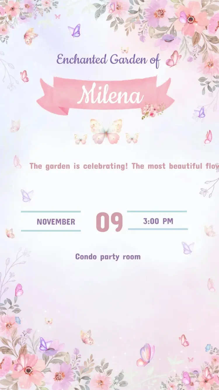 Butterfly Garden Birthday Invitation