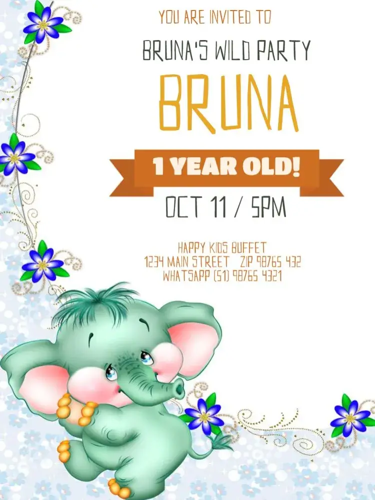 Elephant Editable Beige invitation