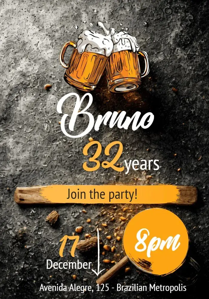 Invite Bar Pub editable and customizable