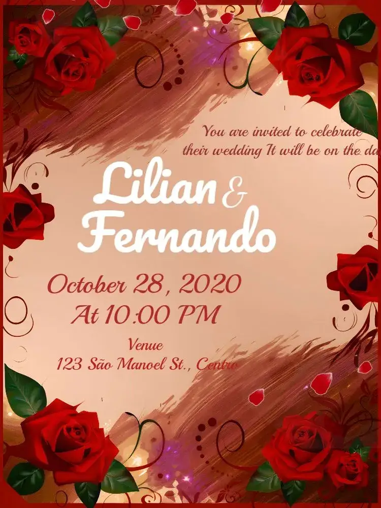 Red Floral Wedding invitation