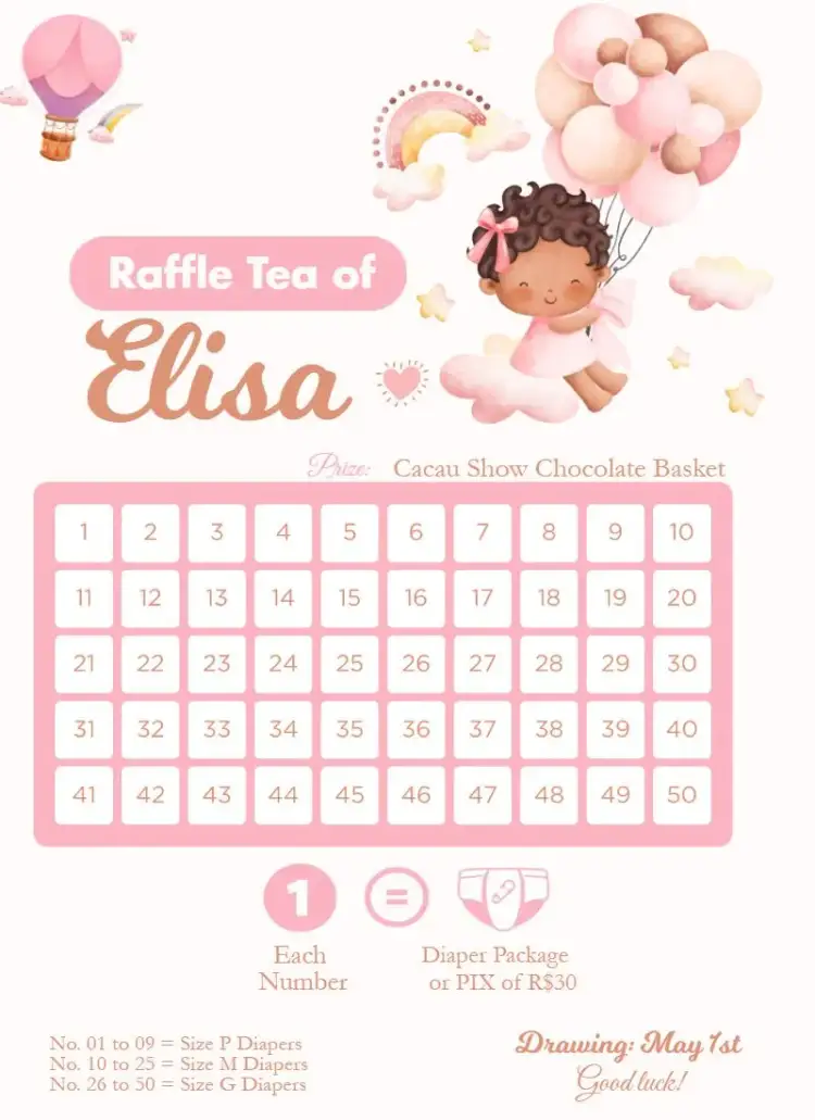 Invitation Girl and Balloons – Raffle Tea theme colorful, playful, animals, nature, balloons, soft