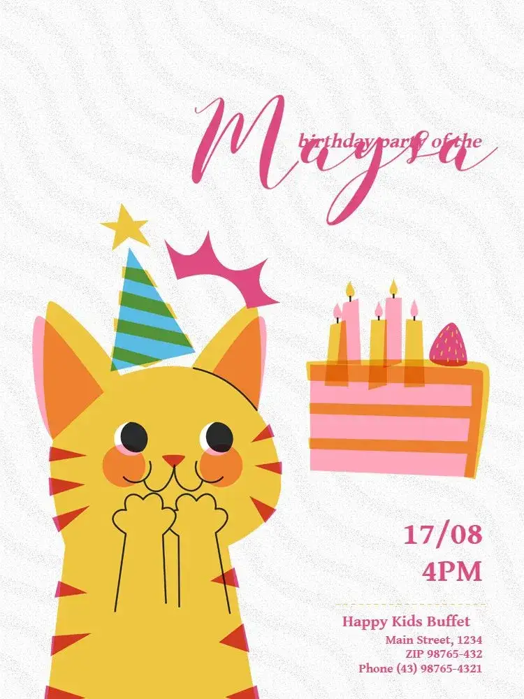 Invitation Online Kids Playful – Kids' Birthday Party theme playful, childlike, soft colors, modern style, fun graphic elements, animal
