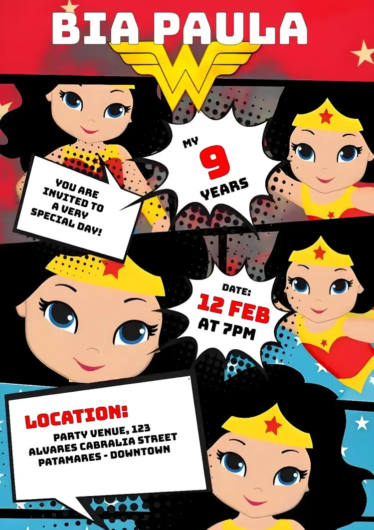 Wonder Woman Comics League invitation