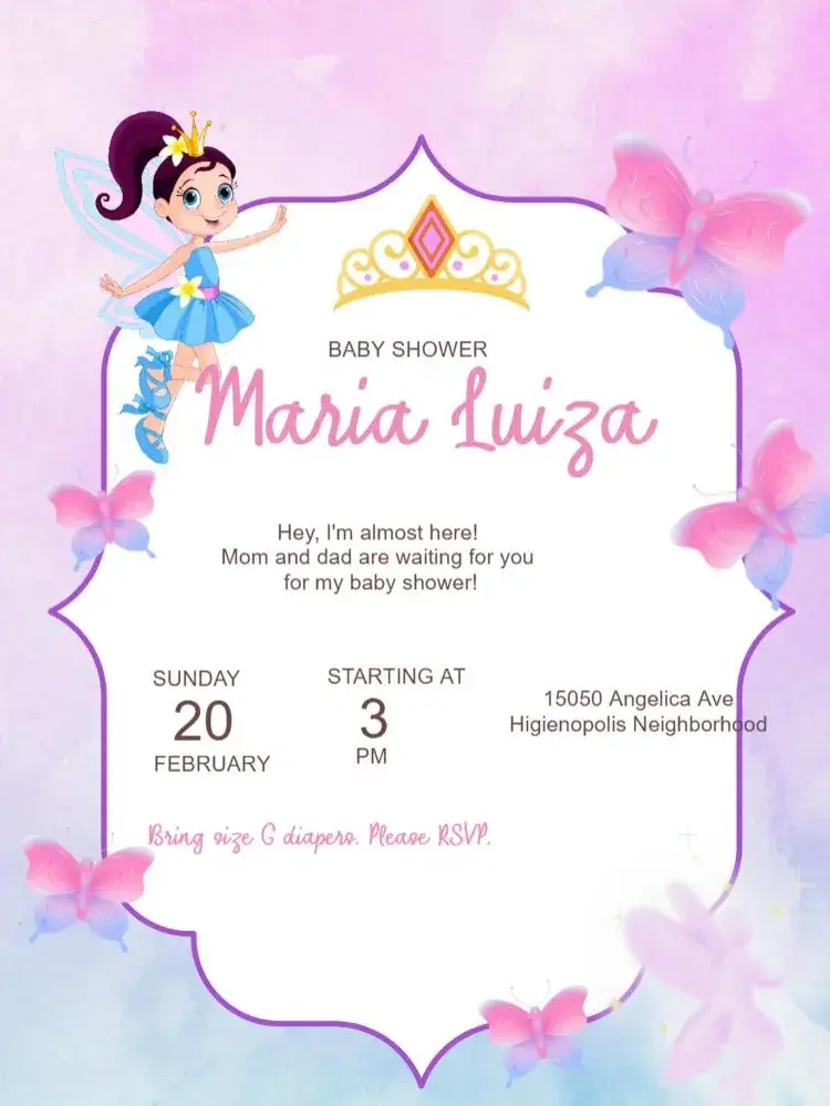 Invitation Digital Baby Shower – Raffle Tea theme delicate, pastel, floral, minimalist, childish
