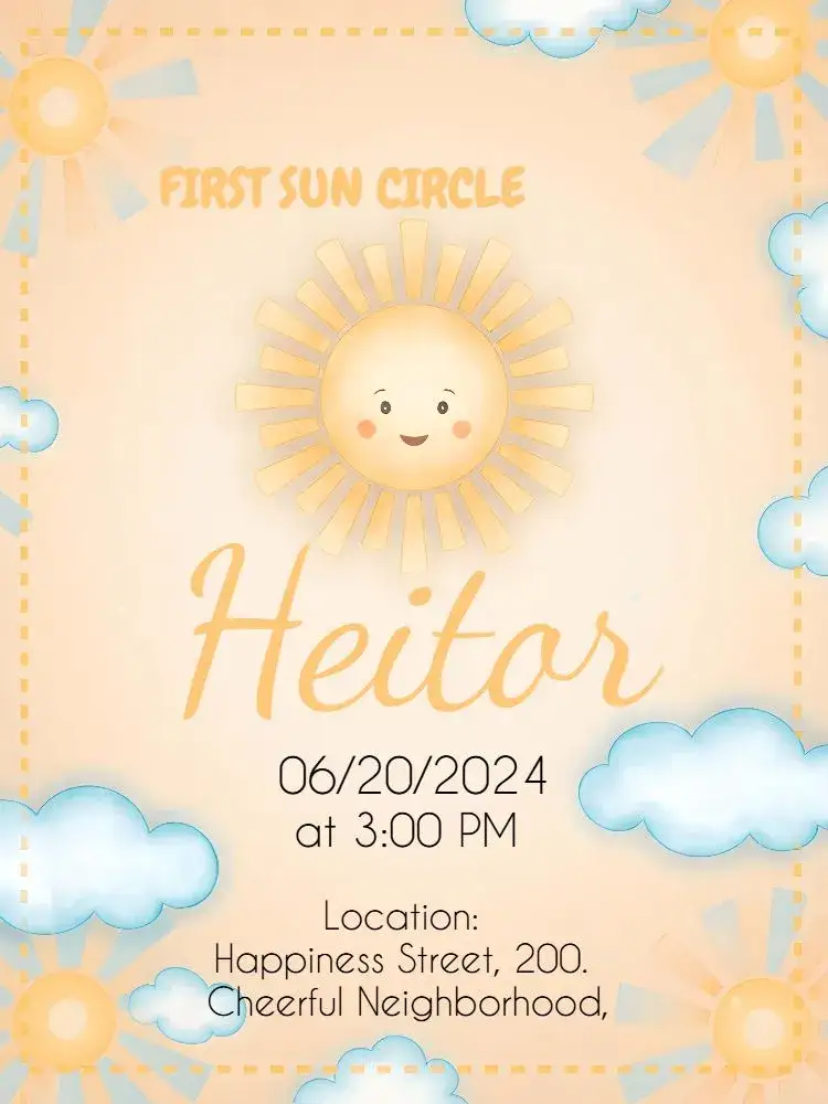 Invitation First Sun Orbit Boy Floral – First Communion theme floral, watercolor, colorful, childlike, modern, cheerful