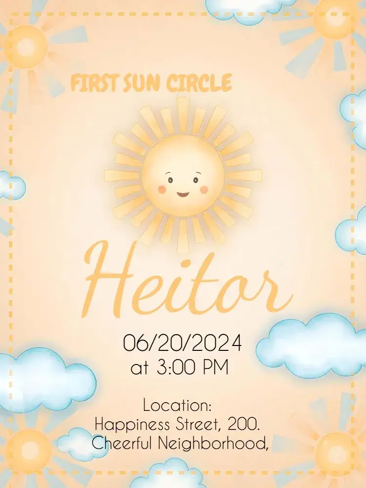 Invite First Sun Orbit Boy Floral editable and customizable