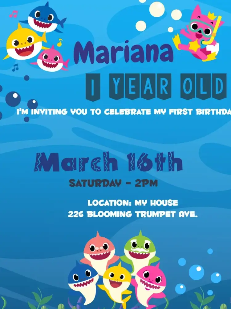 Baby Shark Kids invitation