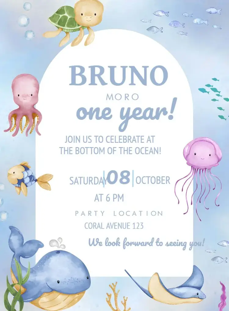 Underwater Watercolor Fish invitation