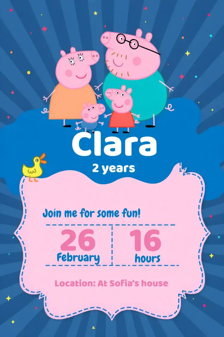Invitation Peppa Pig – Most searched for theme colorful, childish, fun, themed, cheerful, playful