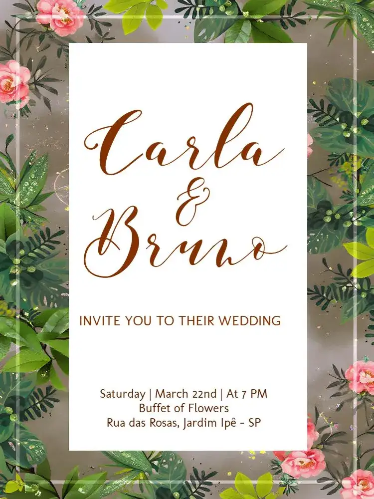 Invitation Wedding Foliage Bench – Wedding theme foliage, green, natural, rustic, elegant, floral