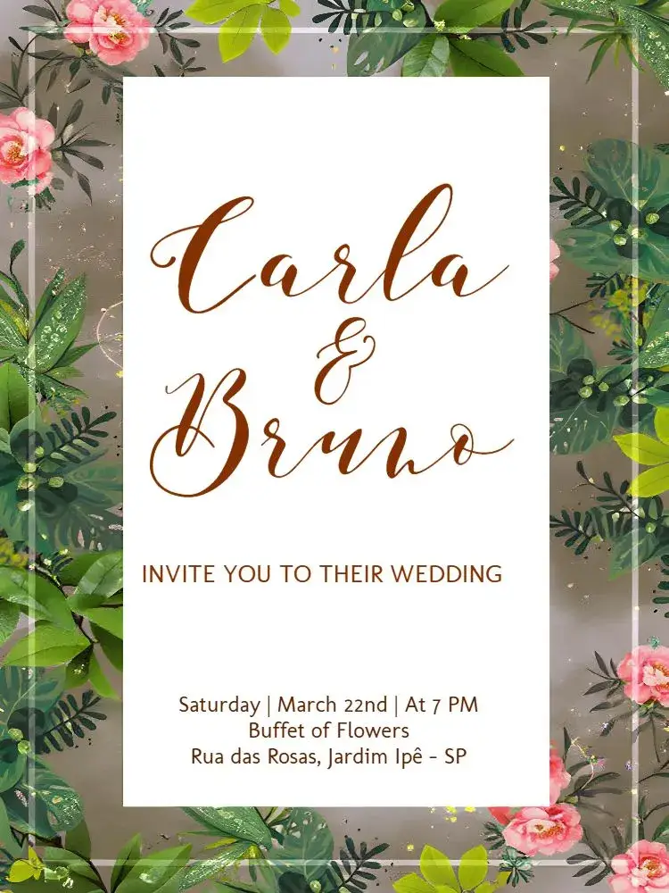 Wedding Foliage Bench invitation