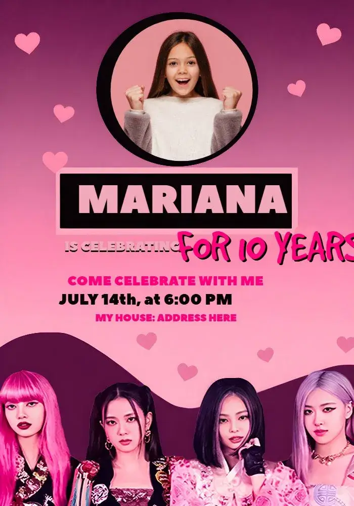 Blackpink With Black Photo invitation