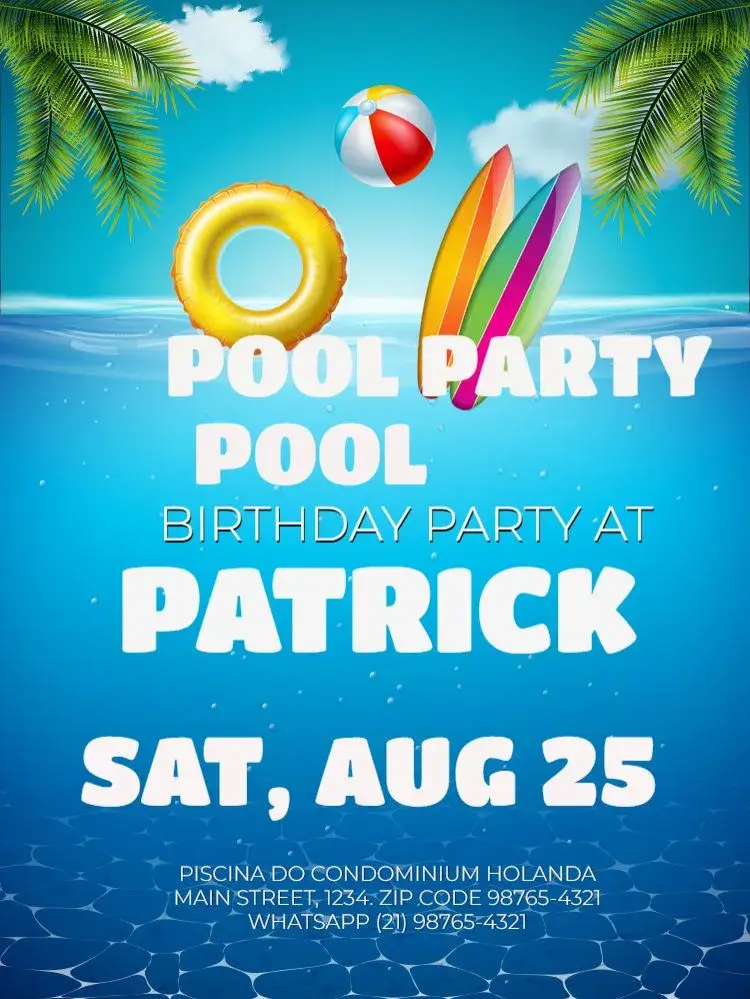 Female Beach Pool Party invitation
