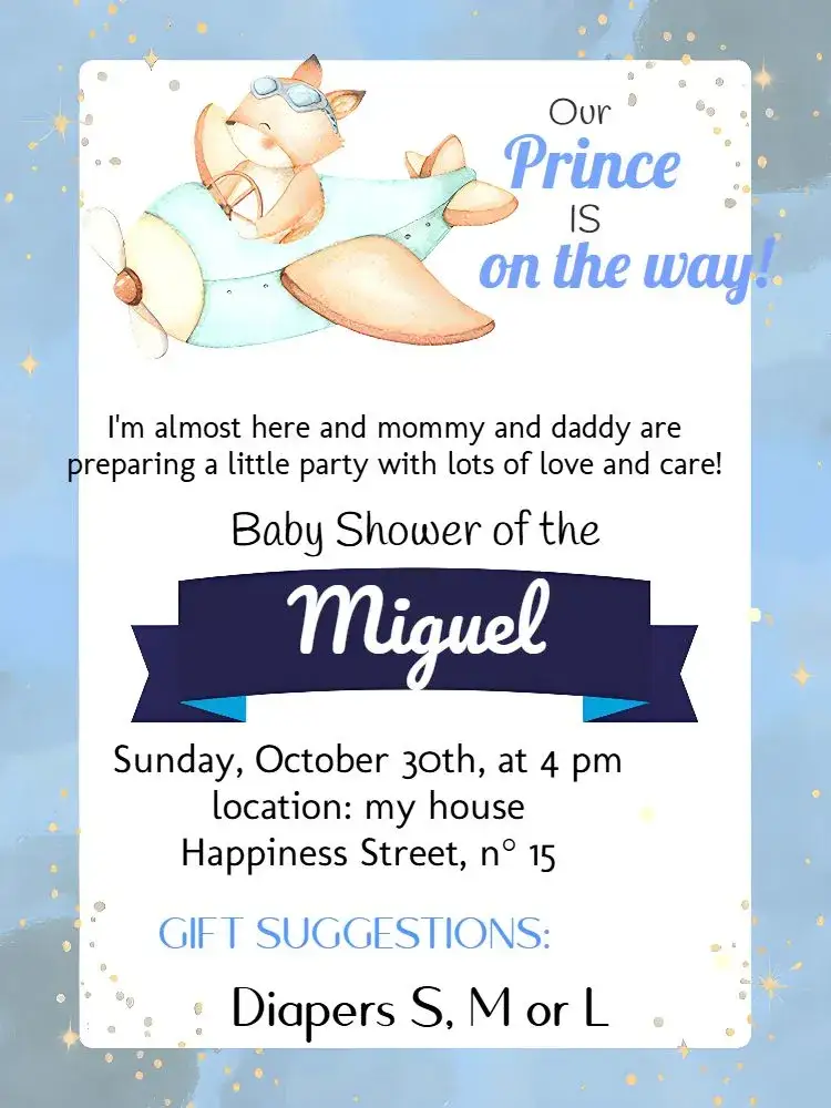 Invitation Diaper Shower Aviator Teddy Bear Background – Diaper Shower theme striped, childish, aviator, blue and white, playful, fun