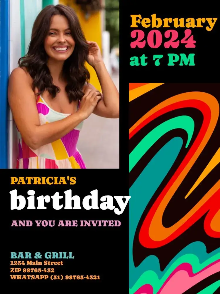 Modern Female Adult With Colorful Photo invitation