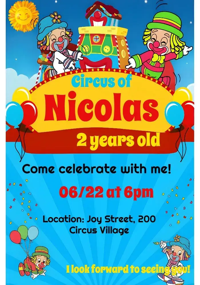 Patati Patatá Circus invitation