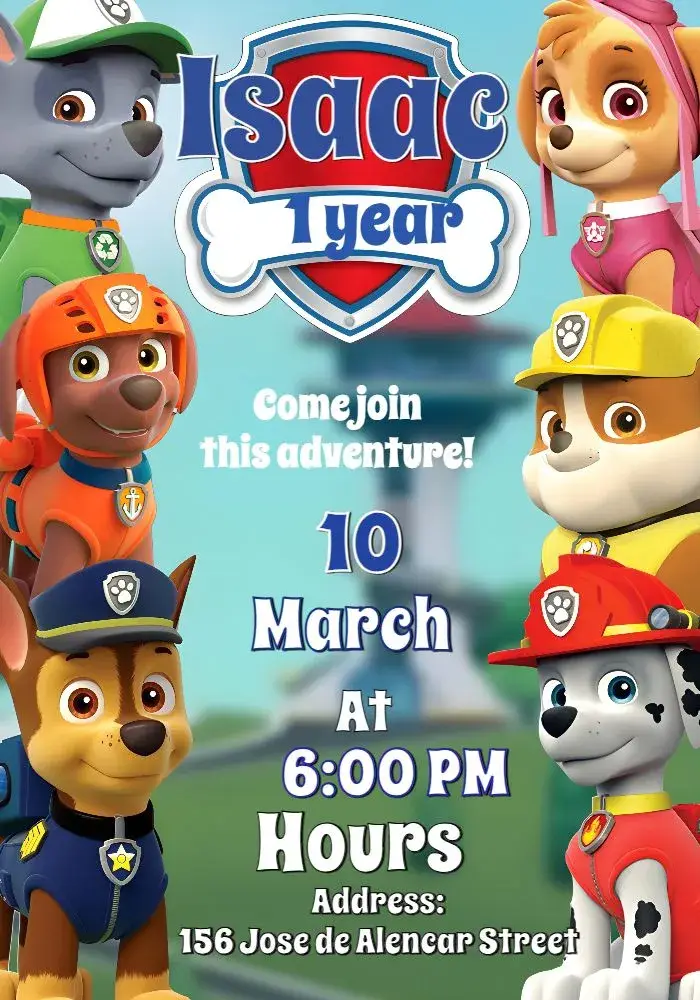 Paw Patrol Colorful invitation