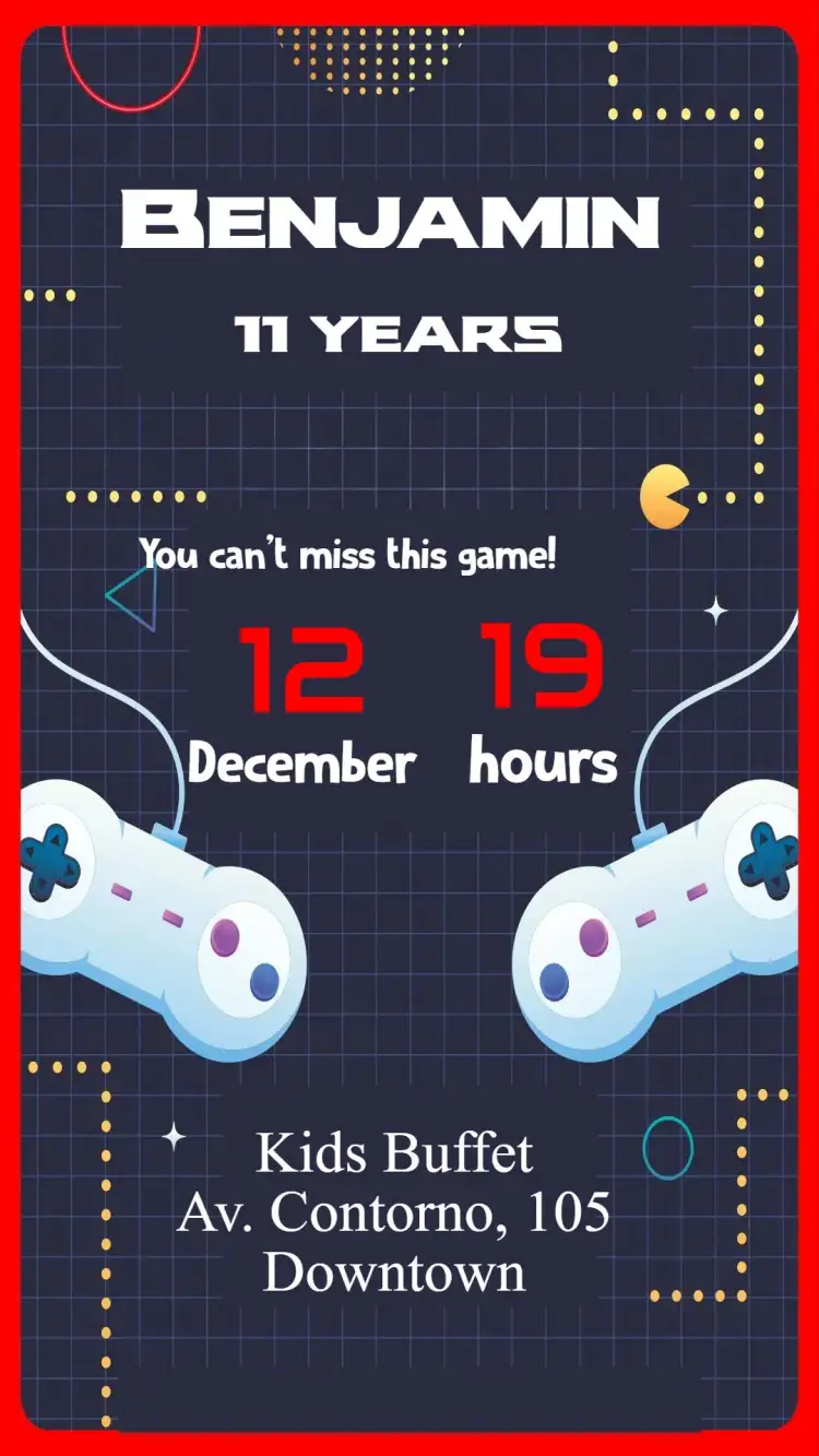 Invitation Video Game – Birthday theme modern, colorful, 8-bit games, futuristic, fun