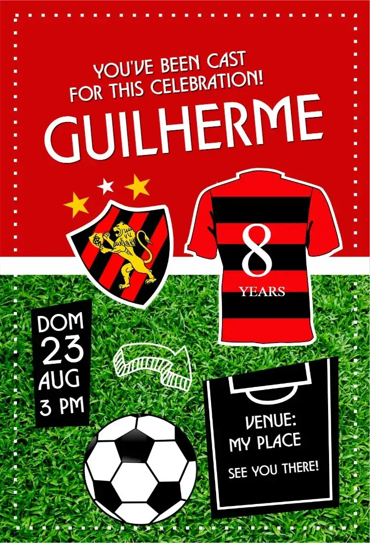 Invitation Sports shirt – Birthday theme sporty, colorful, modern, youthful, dynamic