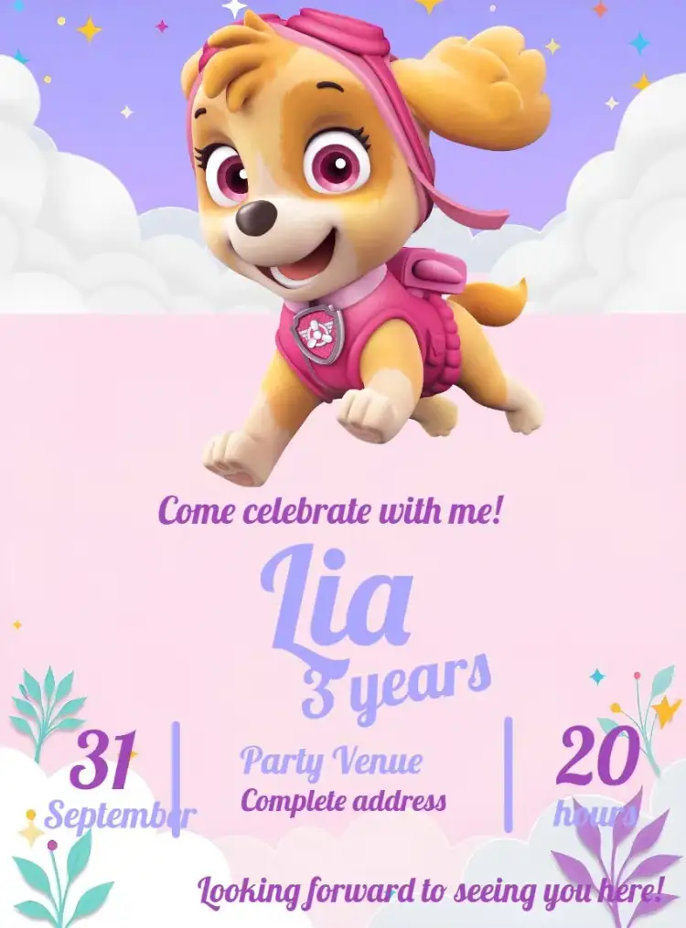 Invitation Green Paw Patrol – Kids' Birthday Party theme green, colorful, themed, fun, childlike