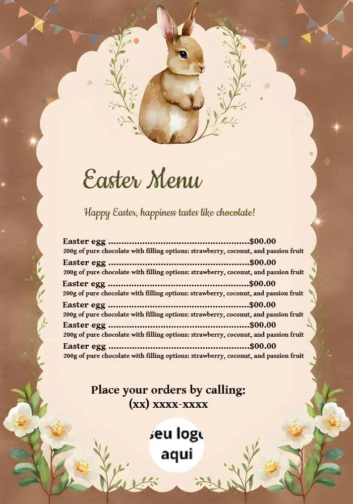 Invitation Menu Easter Egg Bunny – Commemorative Dates theme watercolor, pink and green, rabbits, colorful eggs, playful elements