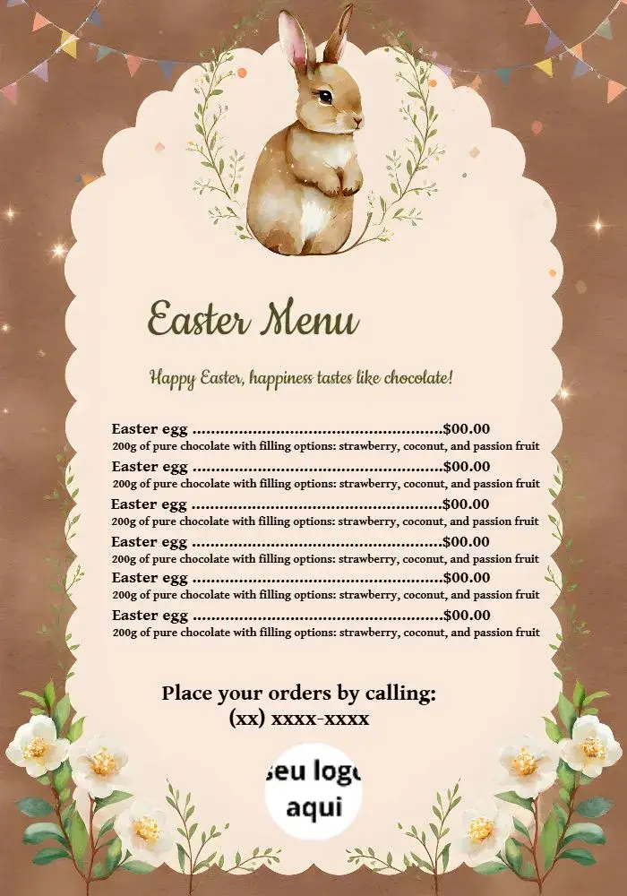 Menu Easter Egg Bunny invitation