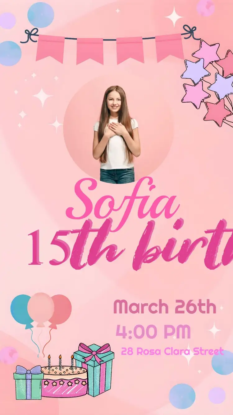 Invitation 15th Birthday With Photo Party – Sweet 15 theme pink, elegant, modern, photographic, feminine, celebration