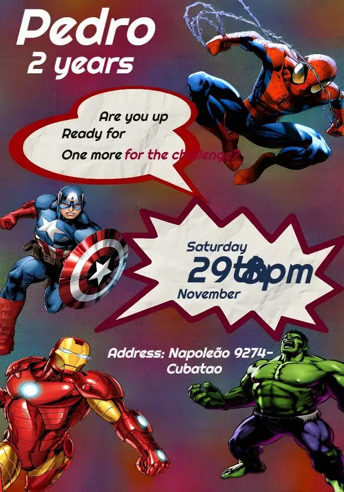 Marvel Kids Heroes invitation