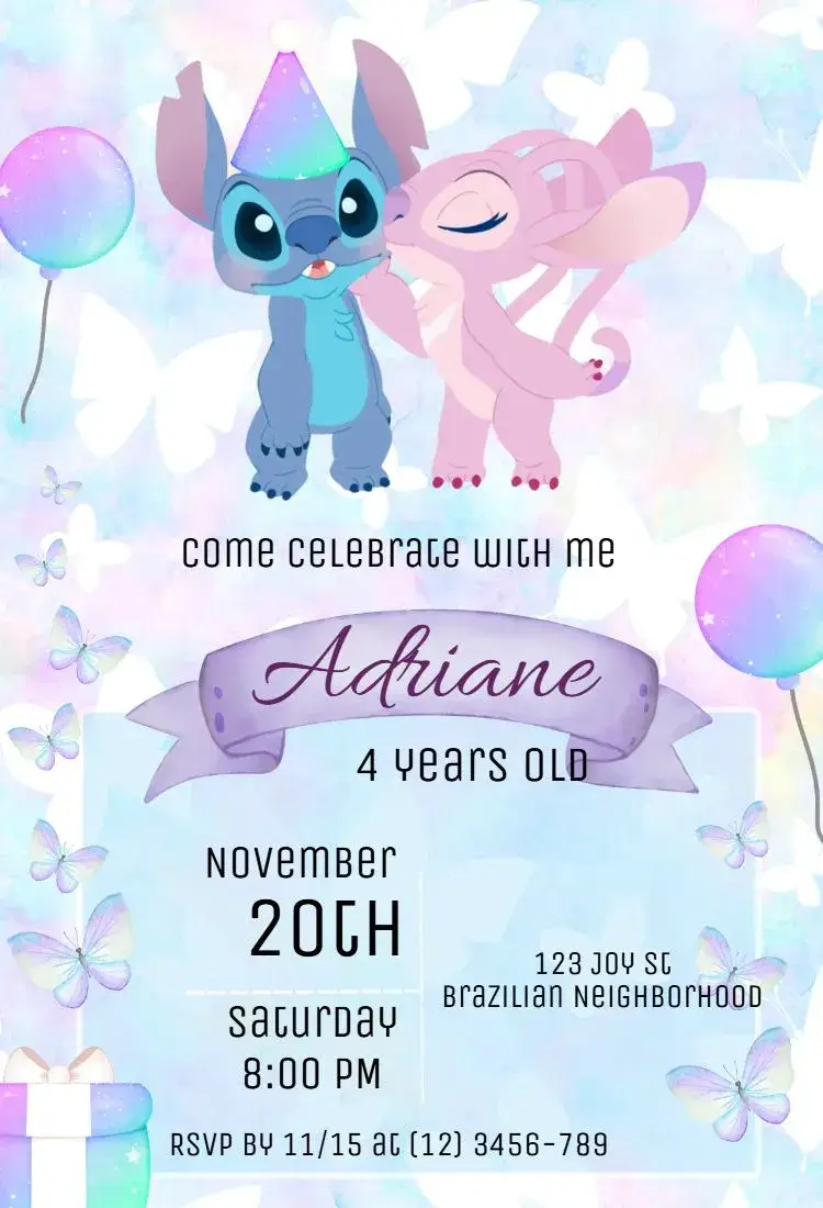 Stitch and Angel invitation