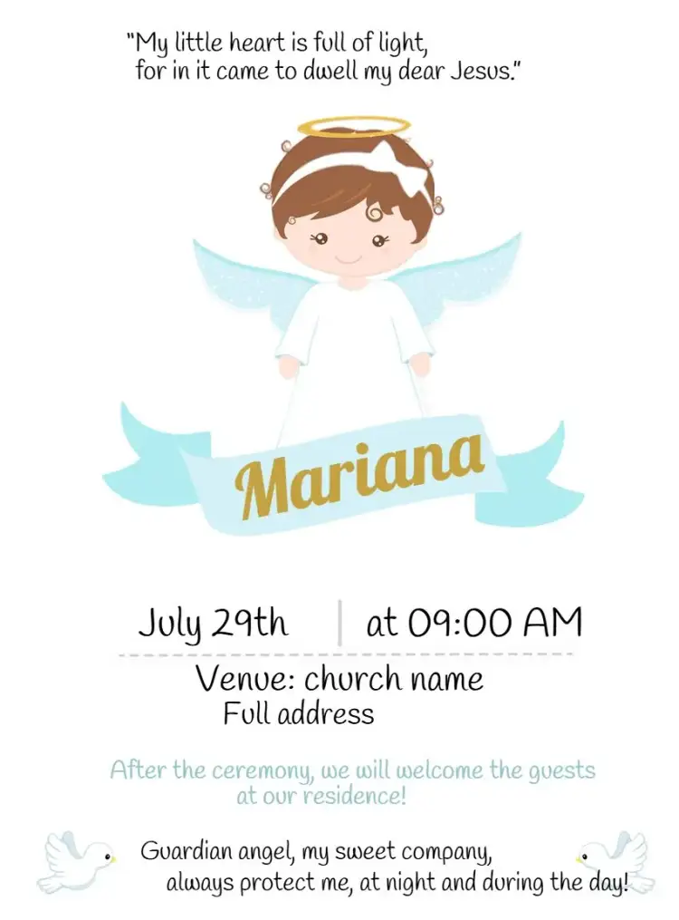 Invitation Angel Baptism Christening – Baptism theme blue, little angel, childish, modern, minimalist, cute