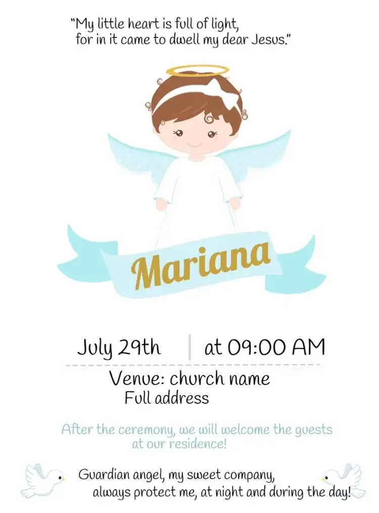 Angel Baptism Christening invitation