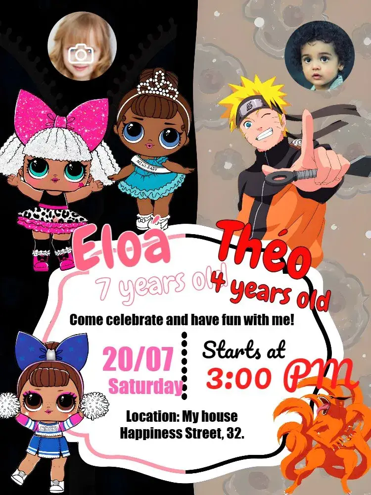 Double Lol Surprise And Naruto With Photo Two invitation