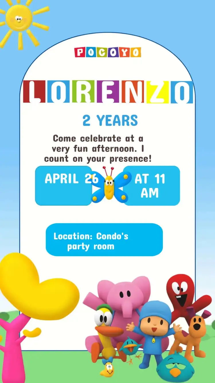 Pocoyo Birthday Invitation