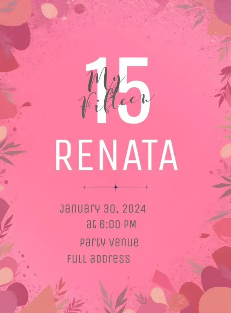 Invitation 15 Years Glitter Girl – Sweet 15 theme minimalist, sparkle, pink, modern, elegant