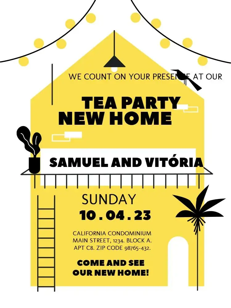 New Home Tea Party To Print Celebration invitation