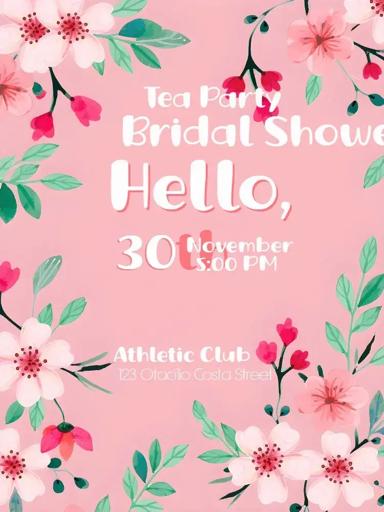 Invitation Floral New Kitchen Tea – Bridal Shower theme floral, delicate, pink, modern, romantic, elegant