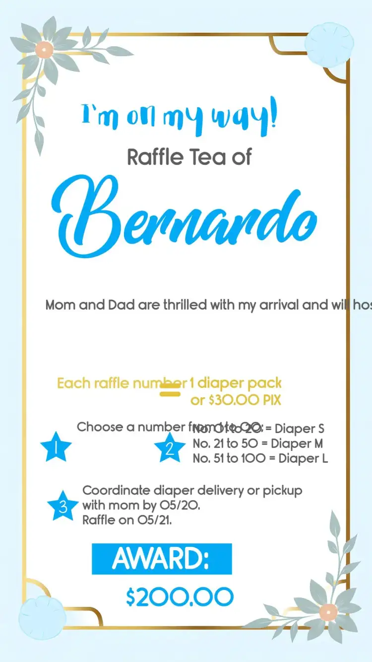 Invitation Clothesline Heart Raffle Tea – Raffle Tea theme blue, golden, heart, clothesline, children's, delicate