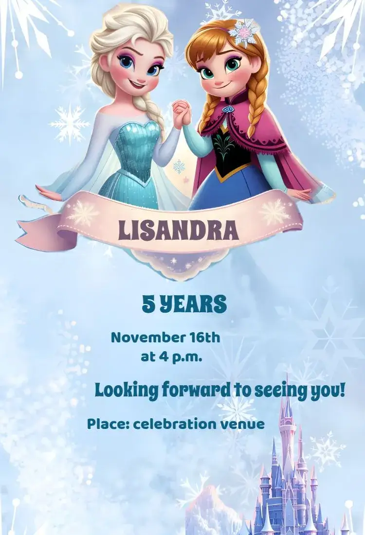 Invitation Frozen Blue – Most searched for theme blue, winter, Disney, magic, kids