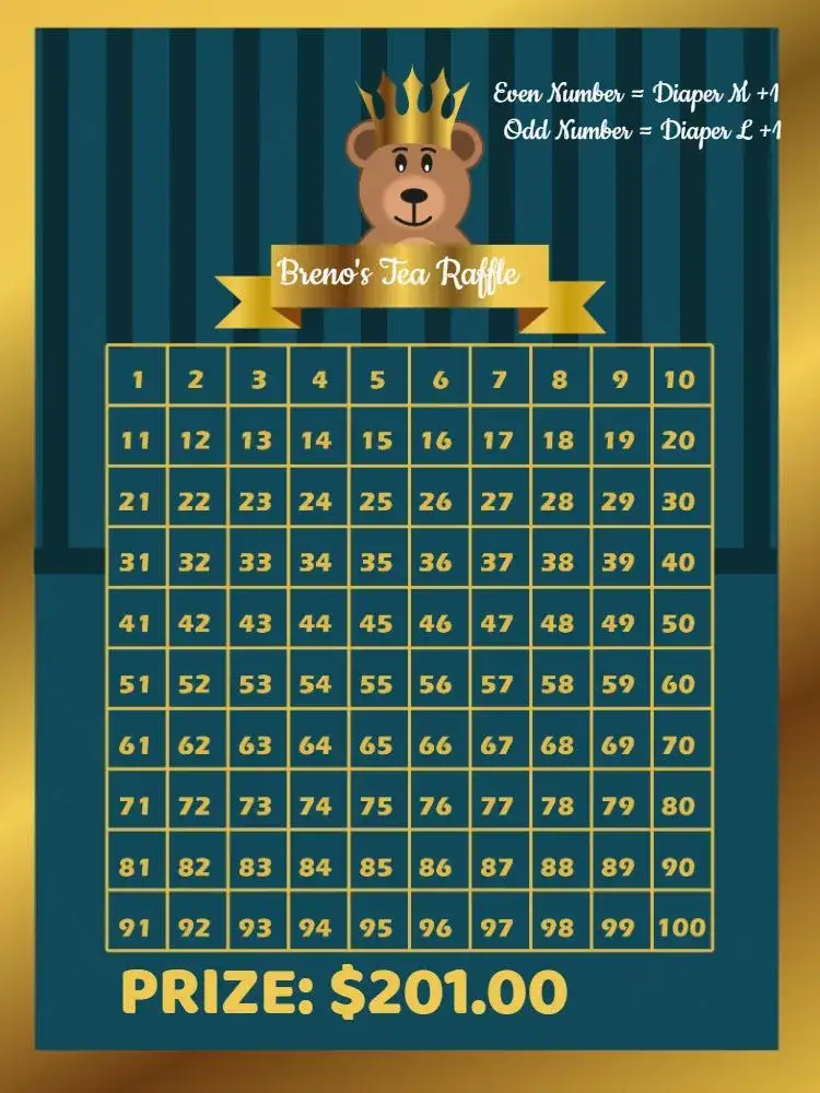Invitation Reminder Of Prince Teddy Bear Royalty Raffle Tea – Raffle Tea theme golden, blue, yellow, children's, royalty, cute