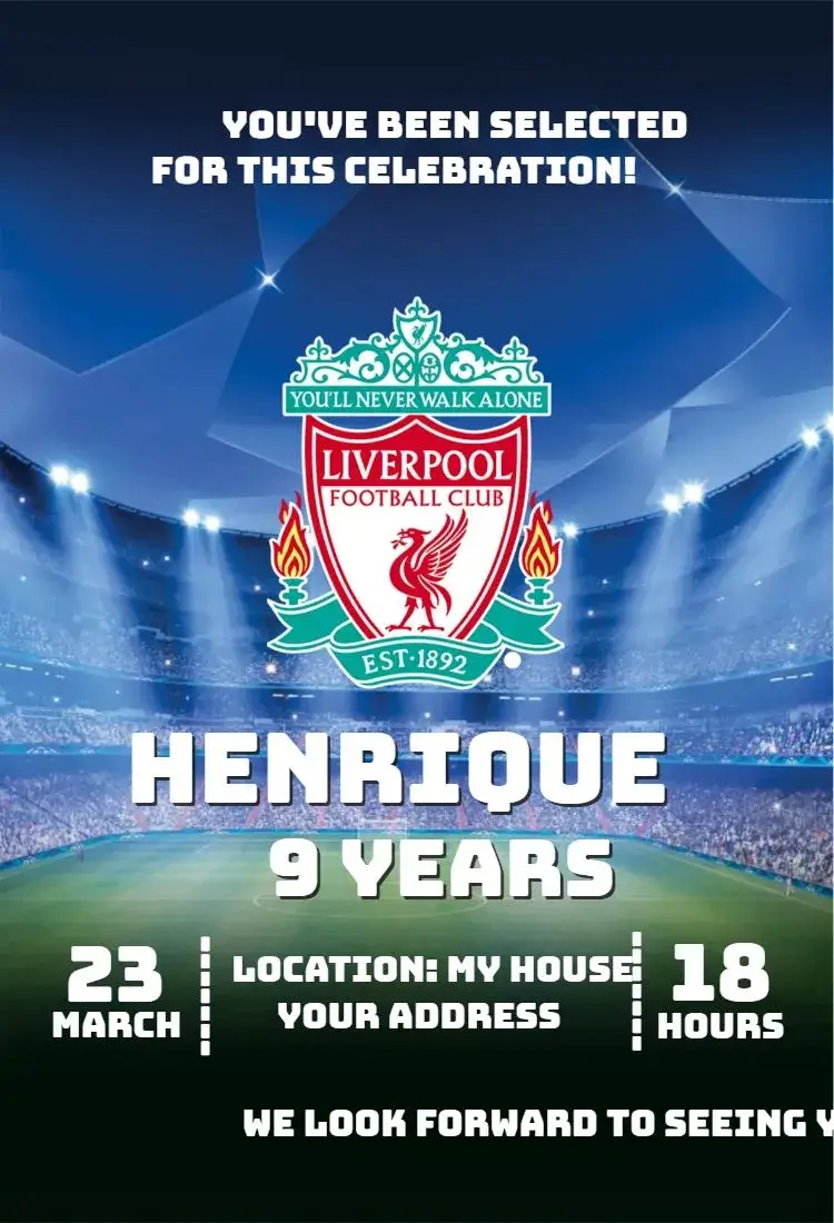 Invite Liverpool 4 editable and customizable