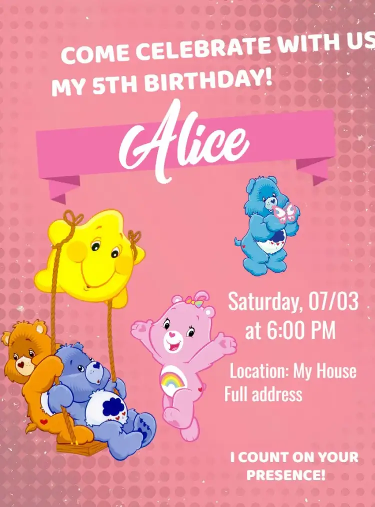 Care Bears Digital invitation