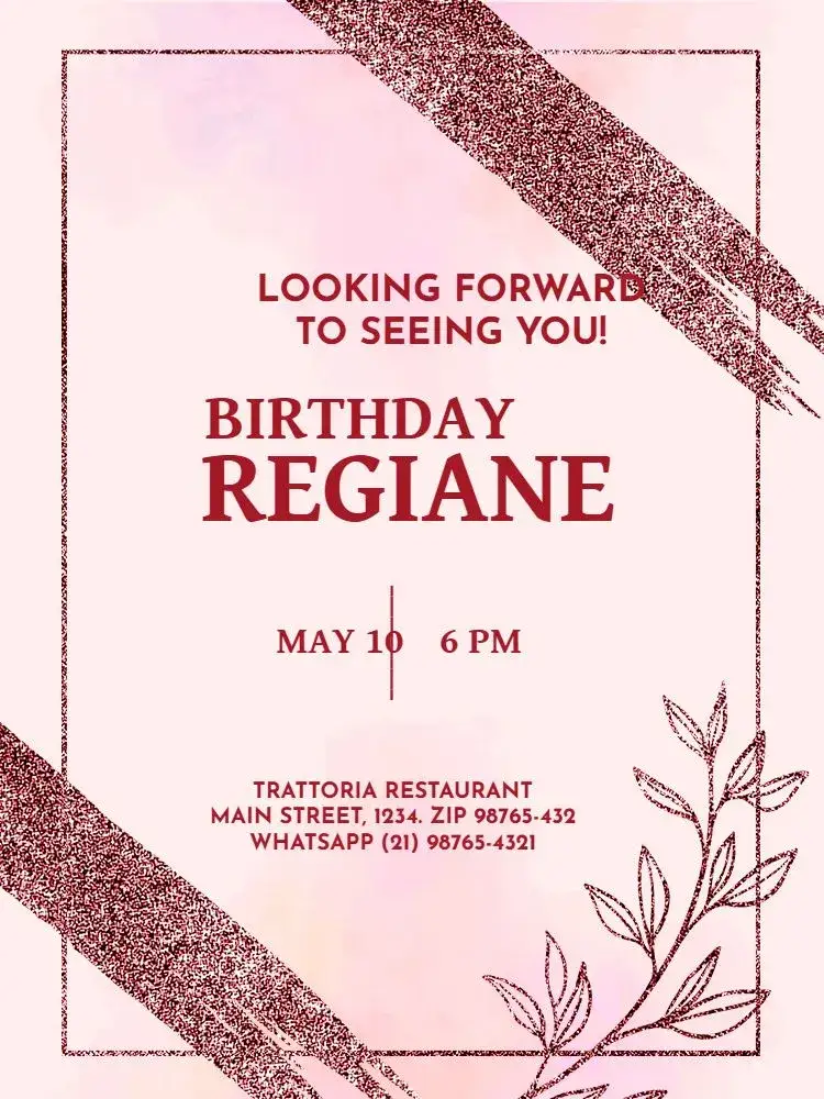 Invitation Adult Pink Glam Delicate – Kids' Birthday Party theme light pink, glamorous, delicate, sparkling, modern