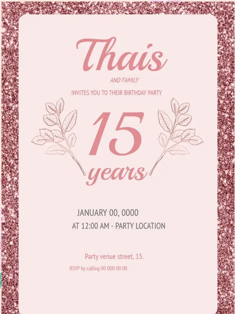 Invitation 15th Birthday Girl Debut ā Sweet 15 theme floral, pink, delicate, spring, modern