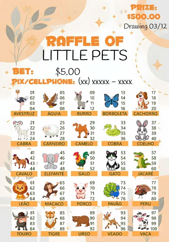 Invite Raffle Of Animal Awards Game editable and customizable
